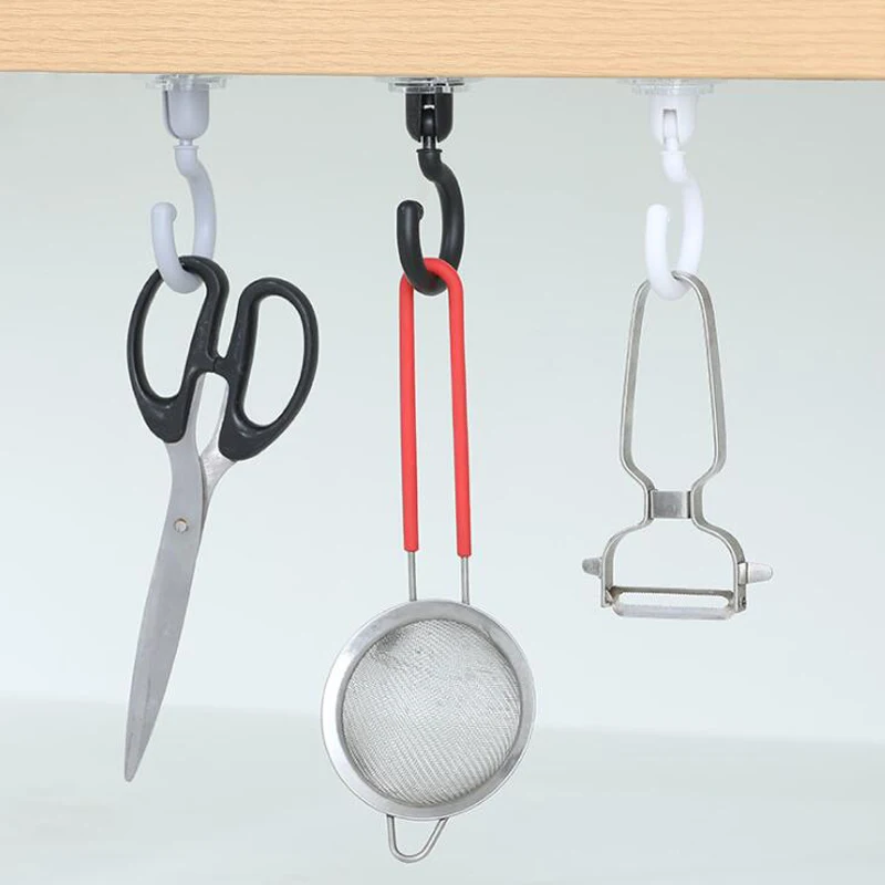 5pcs Ceiling rotating hook Strong Sticking Household Multifunctional Kitchen and Bathroom Wall Key Hanging Door Rear Coat Hook | Дом и сад