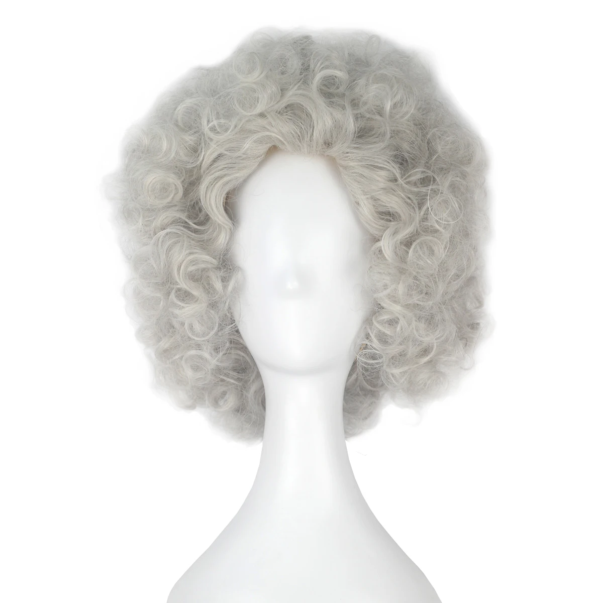 

Short Silver Wavy Cadenza Cosplay Wig for Unisex Fluffy Hair Halloween Party