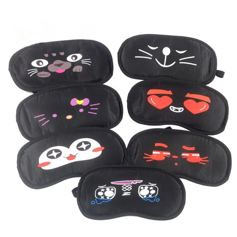 

1PCS Black Eye Blinder Sleeping Eye Mask Travel Normal Cartoon Print Women Men Kids Eyeshade Sleep Eye Cover Eyeshade