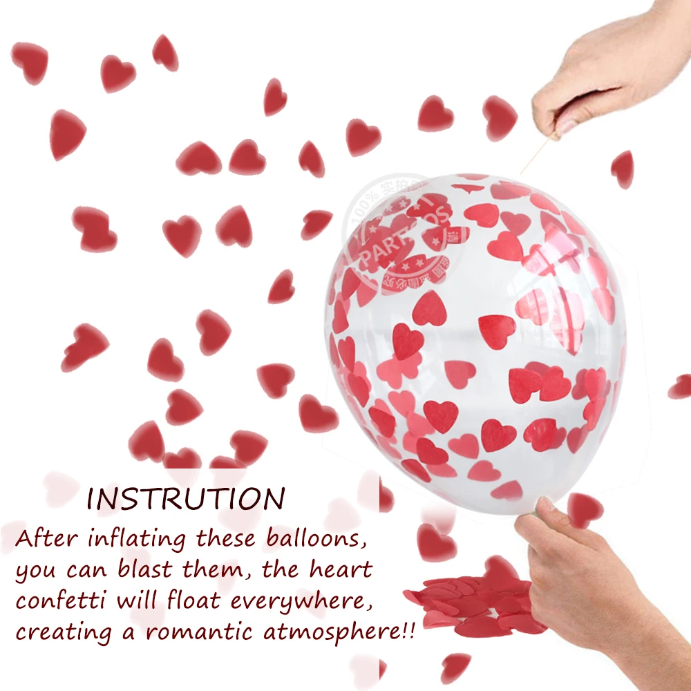 

10/14Pcs 18Inch Rood Hart Folie Globos Transparante Confetti Latex Ballonnen Bruiloft Valentijnsdag Verjaardagscadeau partij Dec