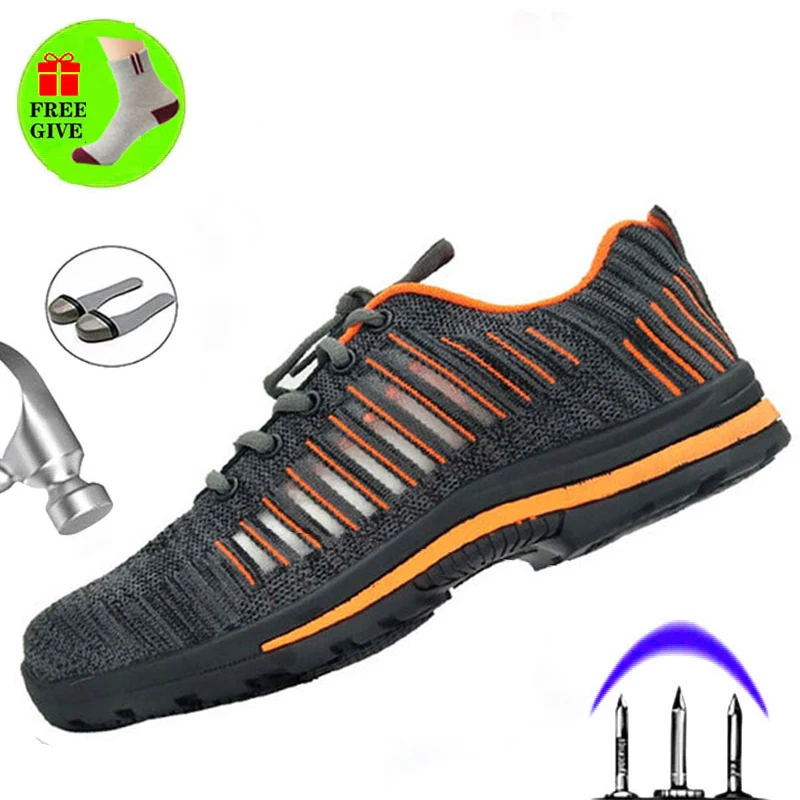 

Summer Breathable And Deodorant Work Shoes Anti-smashing Puncture Men's Boots Non-slip Wear-resistant Steel Toe Safety Shoes