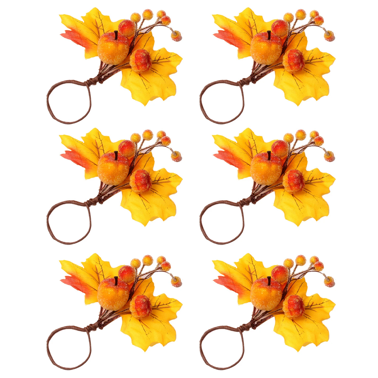 

6pcs Thanksgiving Home Fall Themed Berry Table Decoration Maple Serviette Buckle Dining Room Wedding Napkin Ring Harvest Dinner