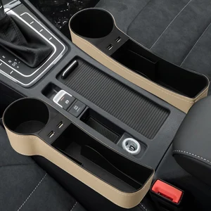Car Organizer Phone Bottle Cups Holder Box Leather Car Seat Gap Storage
Box Car Accessories Dual USB Charger Seat Gap Slit Box