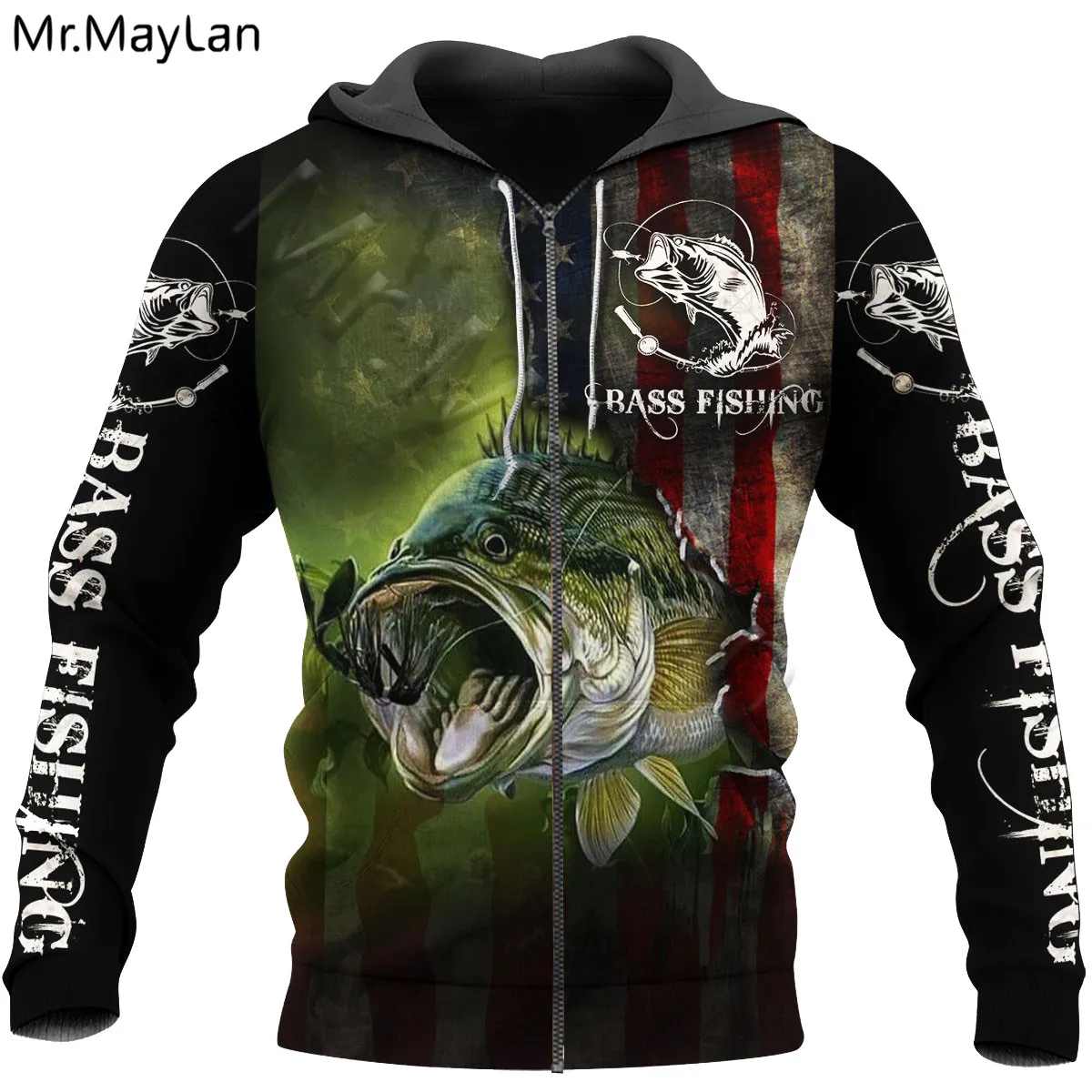 

Cool Bass Fishing Flag 3D Printed Jacket Men/women Harajuku Hoodie Unisex Casual Streetwear Sweatshirt Pullover sudadera hombre