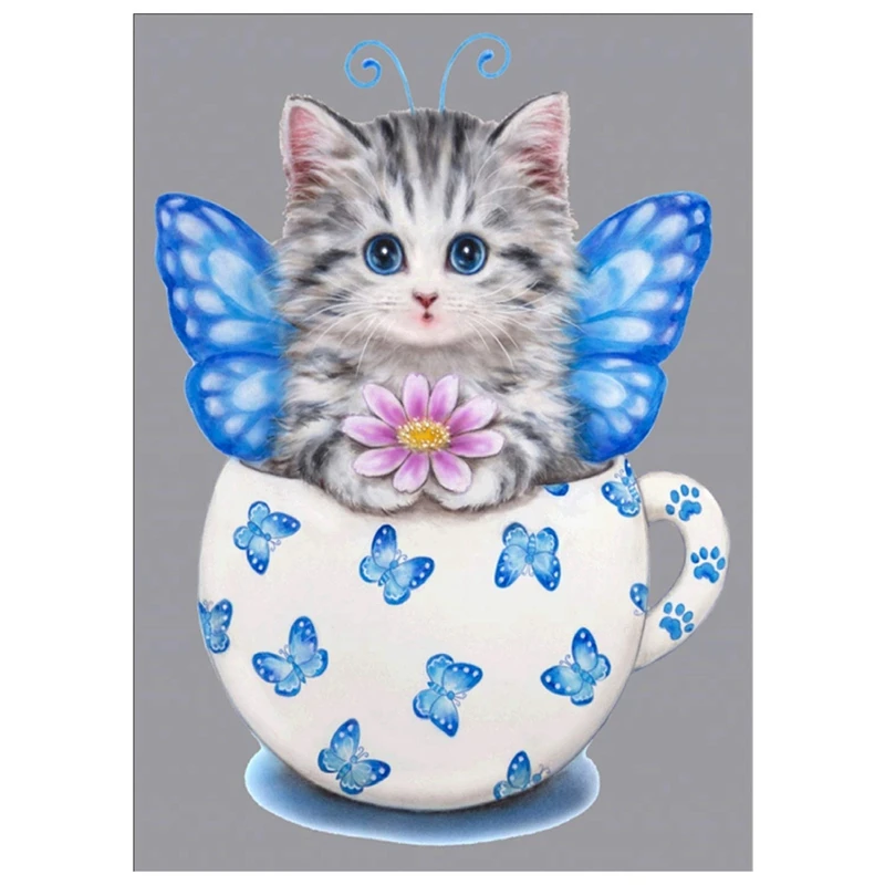 Diy 5D алмазная картина по номеру Комплект милый кот кристалл горный хрусталь