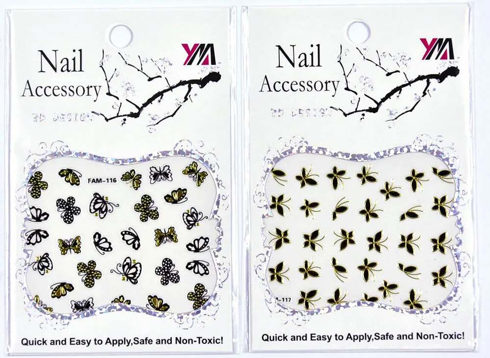 

60Sheets Ultrathin 3D Nails Art Sticker Gold Black Rose korean Wraps Tips Sticker Fingernails Accessories/FAM106-135#30designs