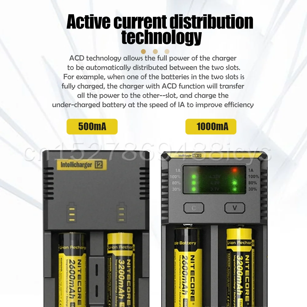 Новое зарядное устройство Nitecore I4 I2 Intelli с ЖК-дисплеем быстрое 12 В зарядка для IMR