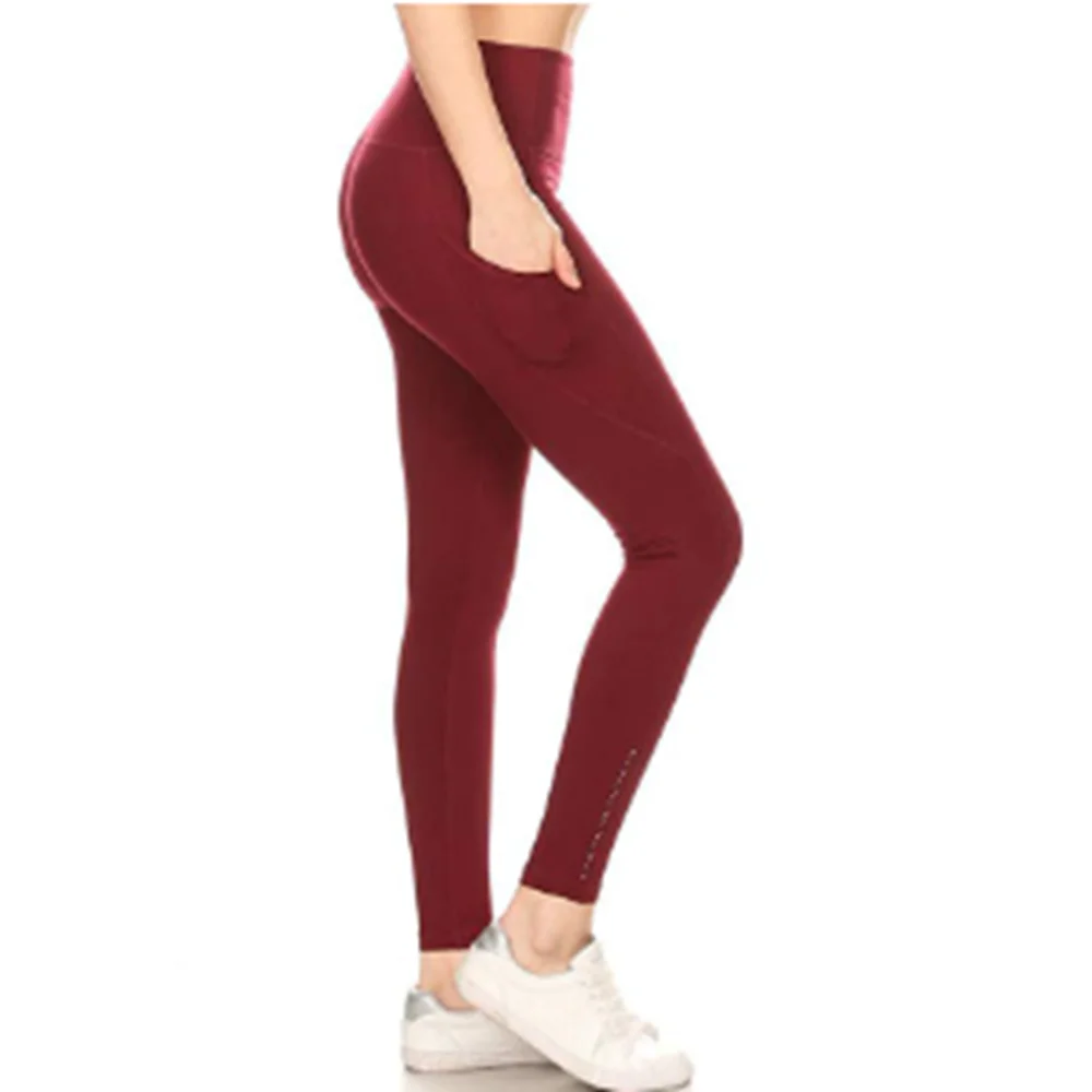 

Women's pants solid color mobile phone pocket stretch trousers hip lift high waist leggings slim thin breathable sexy sweatpants