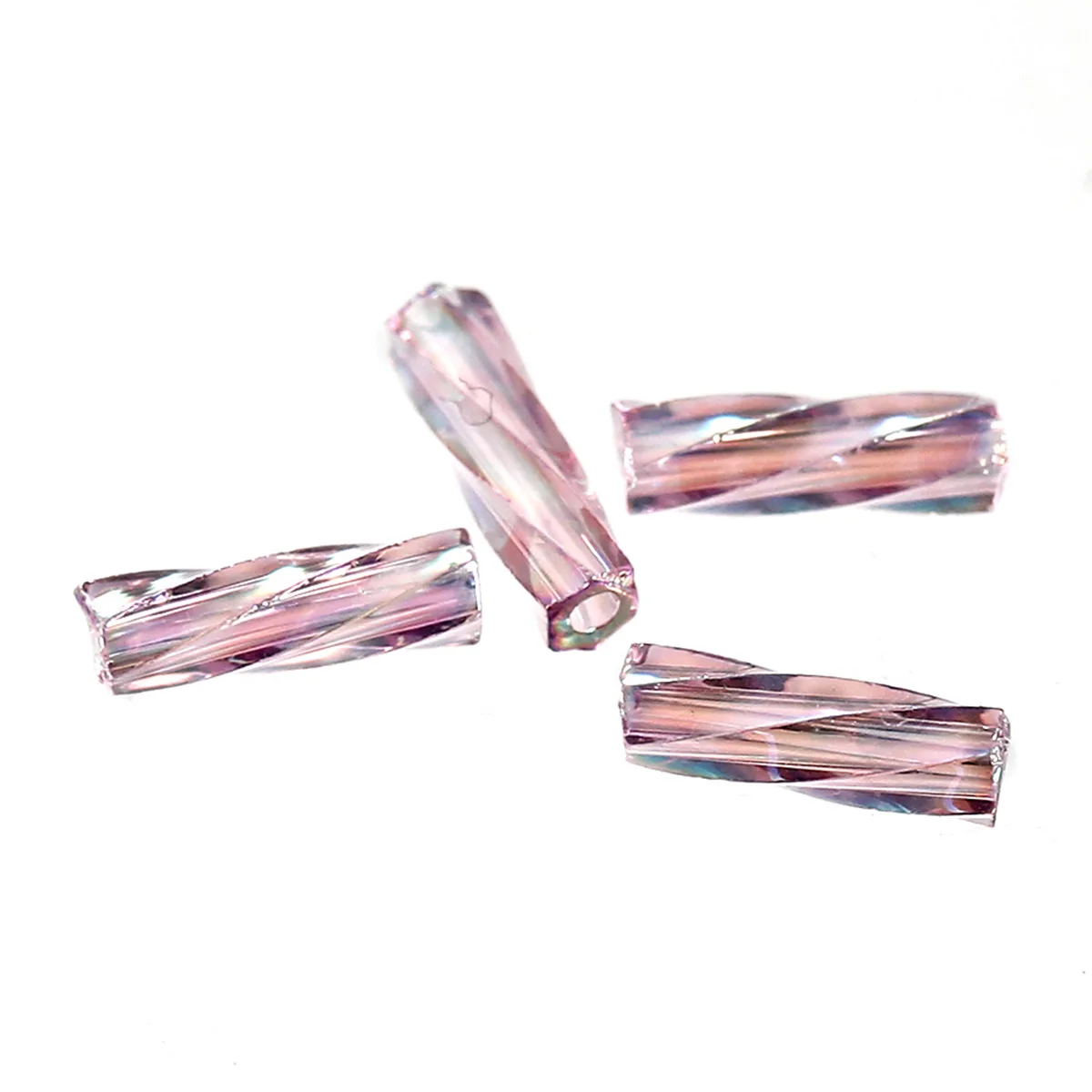 Стеклянные бусины DoreenBeads витые фиолетового цвета AB 6 мм x 2 для изготовления