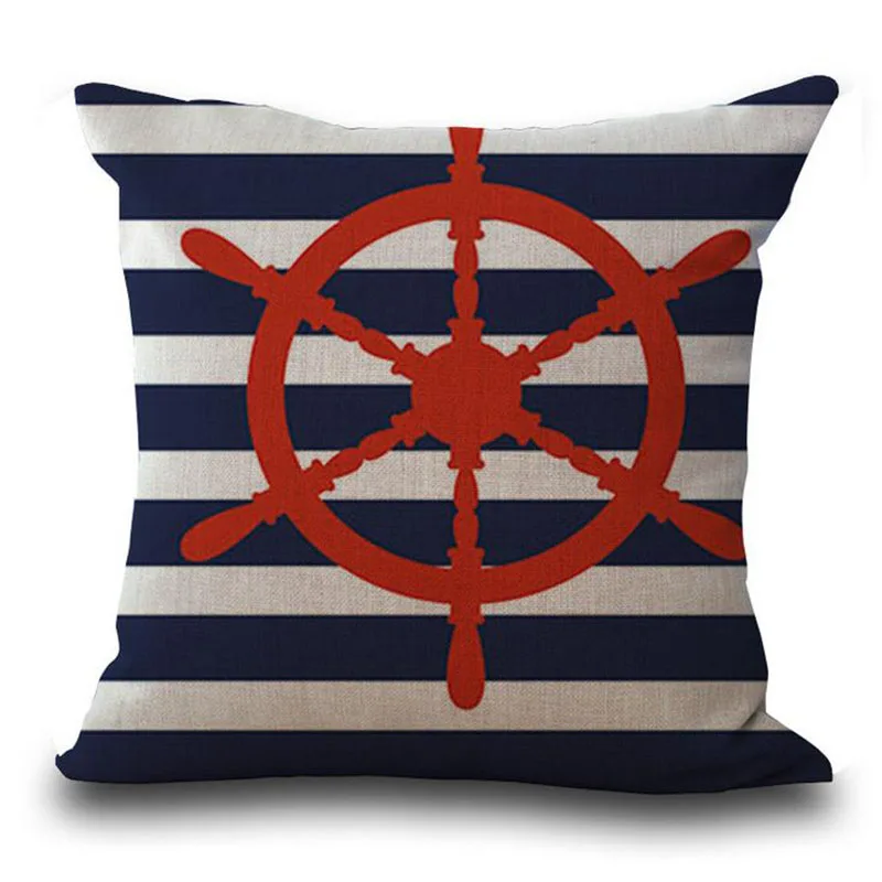 

Souvenir Sailboat Cotton and Linen Sofa Cushion Cover Boat Anchor Bedroom Decoration Pillowcase Wholesale Home Car Seats Pillow