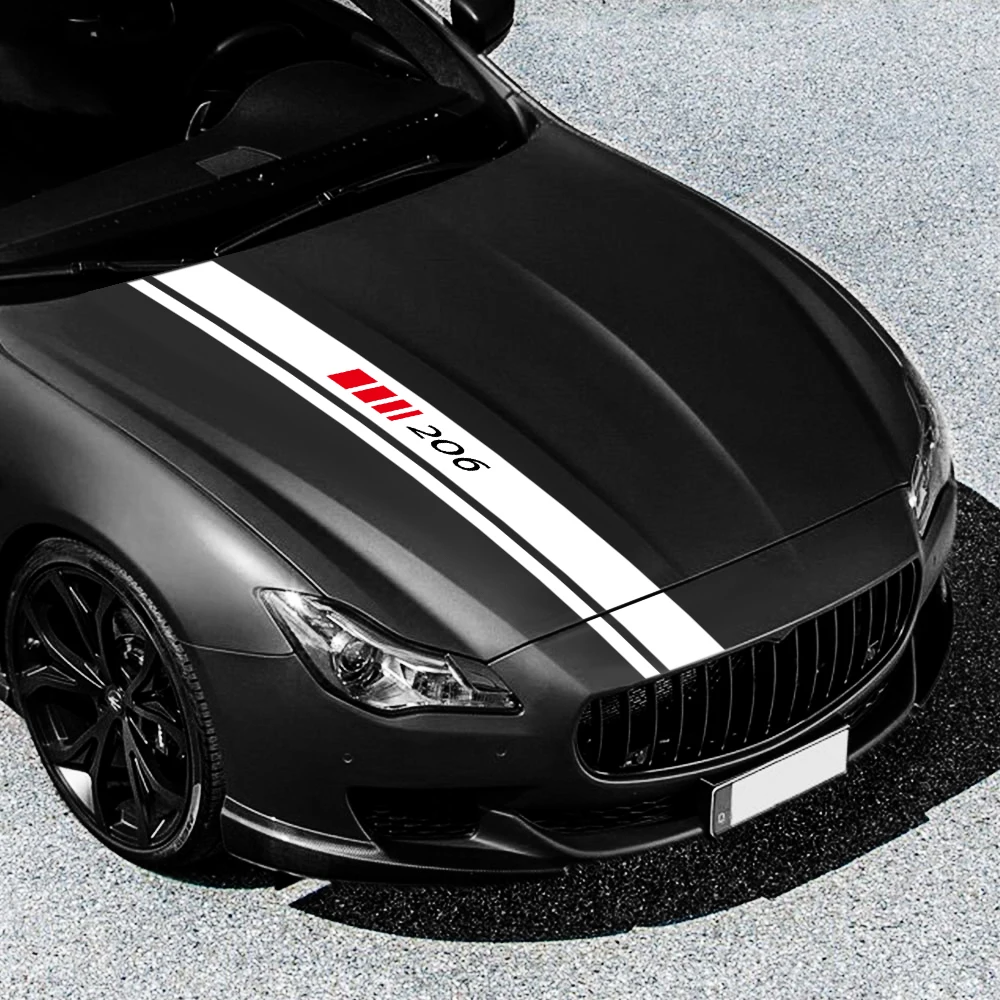 Чехлы для капота автомобиля виниловые гоночные спортивные наклейки кузова Peugeot