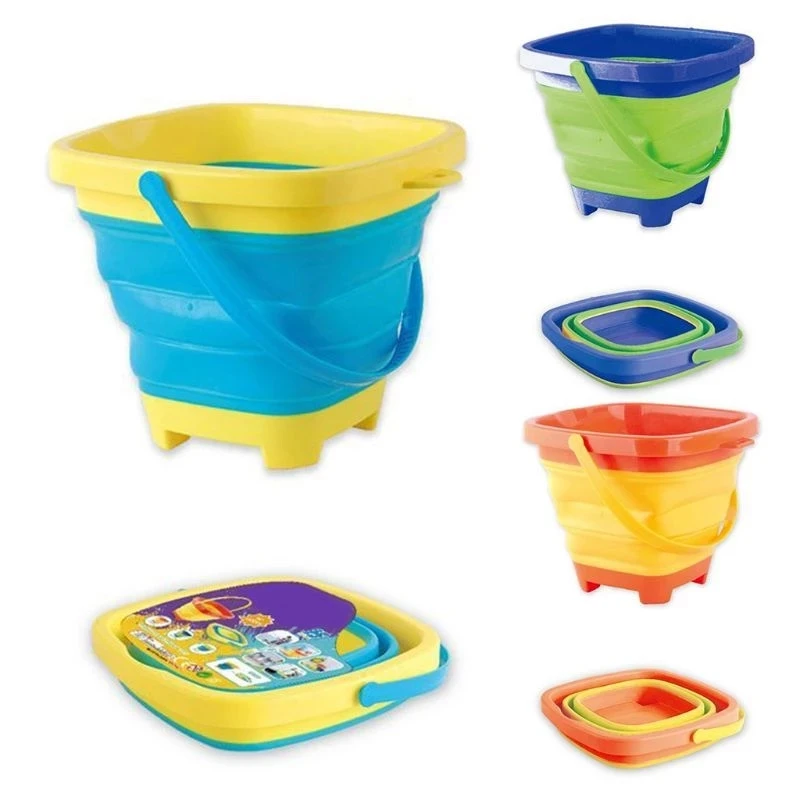 

Portable Foldable Bucket Kids Beach Bucket Sand Toy Soft Beach Plastic Bucket Summer Beach Water Game Toy Multi Purpose Pail Toy