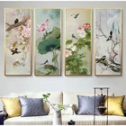 Традиционная китайская живопись цветов лотоса сливы, Национальная красота и Небесный аромат Китая, печать на холсте, постер