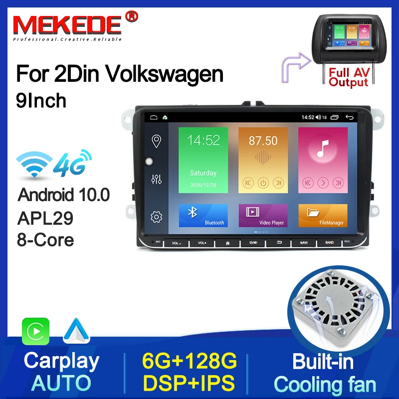 

MEKEDE автомобильный мультимедийный плеер Android 10 2 Din GPS Радио Аудио для Volkswagen/Polo/Passat/Golf/Tiguan Wifi FM SWC 4G Lte DSP