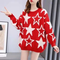 womens pullover loose sweater korean fashion star embroidery knitted oversized woman sweater