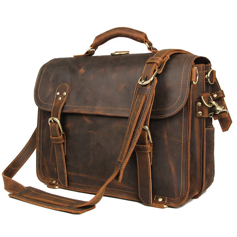 Мужской Дорожный портфель ручной работы из натуральной воловьей кожи сумка для