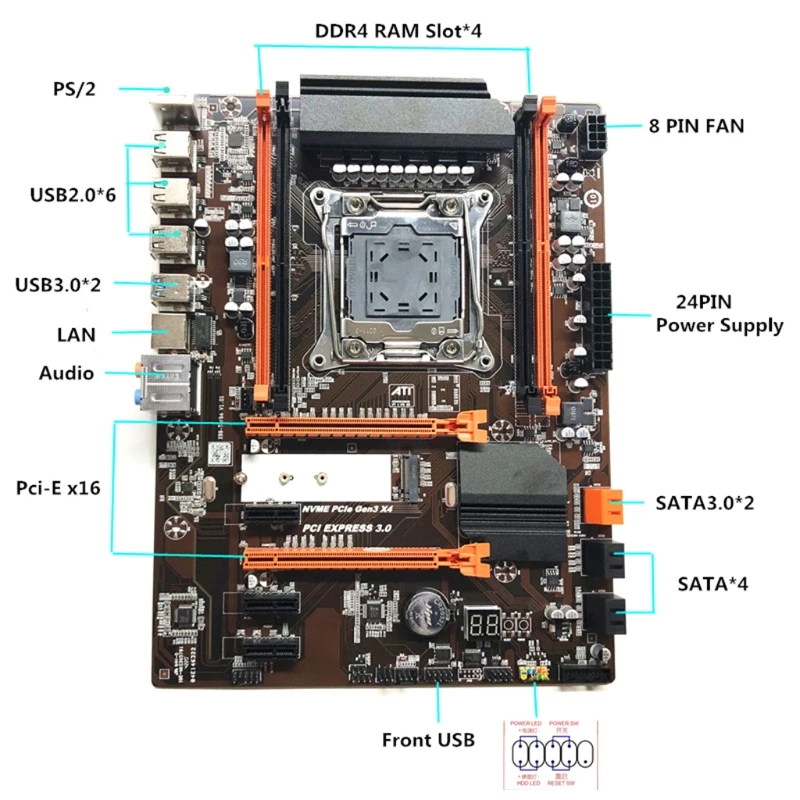 

2011 V3 Computer Motherboard X99 ECC SATA 3.0 M.2 NVME SSD USB 3.0 DDR4 Memory