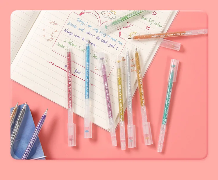 12 farben Highlighter Pen-Set Nette Glitter Farbe Gel Stift Malerei Schreiben Werkzeug Für Mädchen Kinder Geschenke DIY Schule Kunst schreibwaren – Detail 9