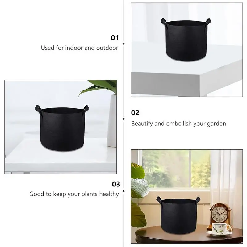 

5 Pcs Plant Growing Bag Planting Pouch Non-Woven Fabric Grow Bags Plant Garden Storage Pouch