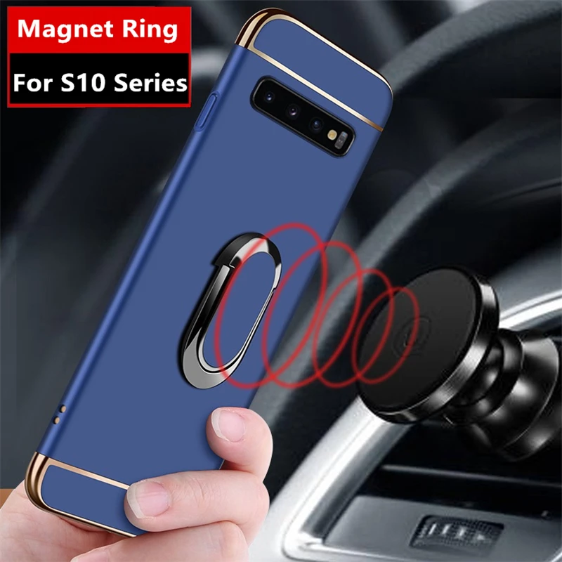 Магнитный чехол с кольцом для пальца Samsung Galaxy S10 Plus S10e роскошный Ультратонкий