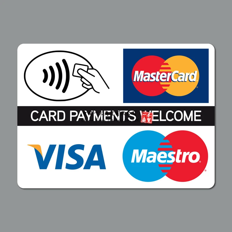 

Contactless Card Payments Sticker Credit Card Taxi Shop Visa Mastercard Car