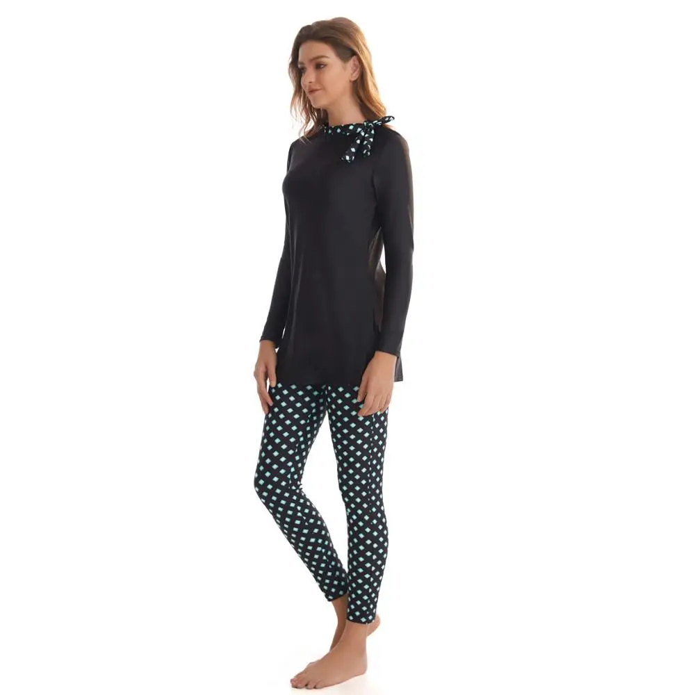 Мусульманская одежда для плавания Burkinis скромная Женская лоскутный костюм с