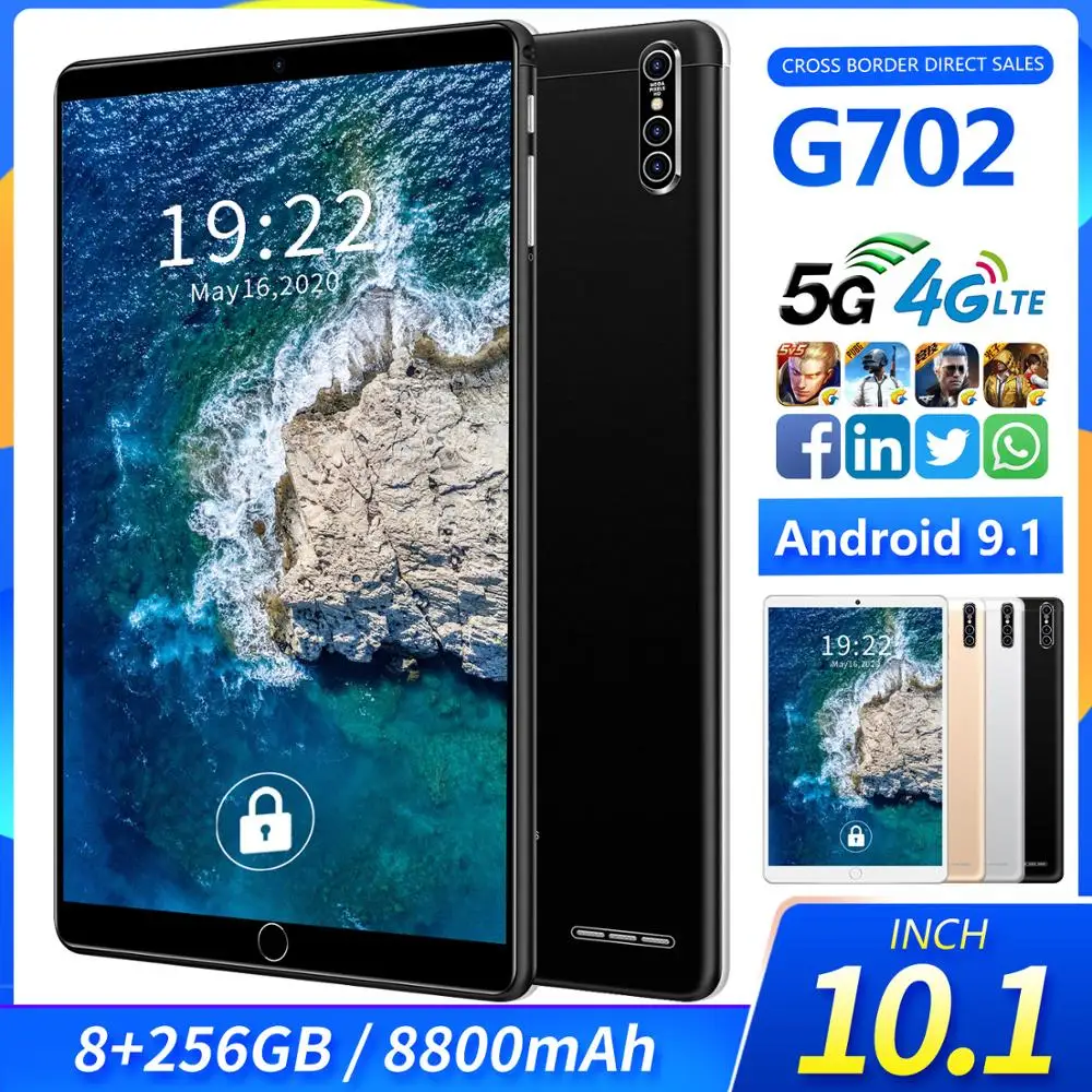 G702 планшетный ПК 10 1 дюймов 4G Телефонный звонок Octa Core на тыльной стороне 16 МП Camrea 8