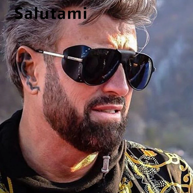 Стимпанк черные поляризованные солнцезащитные очки из искусственной кожи в