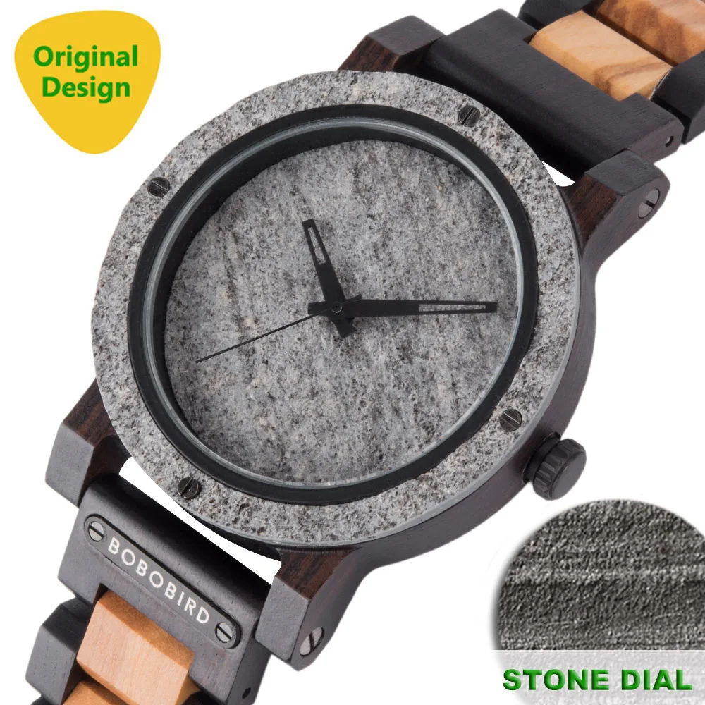

BOBO BIRD Stone Watch for Men Relogio Masculino 2021 New Men’s Wooden Band Wristwatches Personalized Christmas Gift Dropshipping