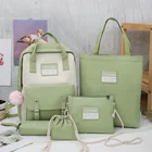 Рюкзак женский школьный из 5 предметов, вместительный ранец для подростков, Холщовая Сумка для мальчиков и девочек