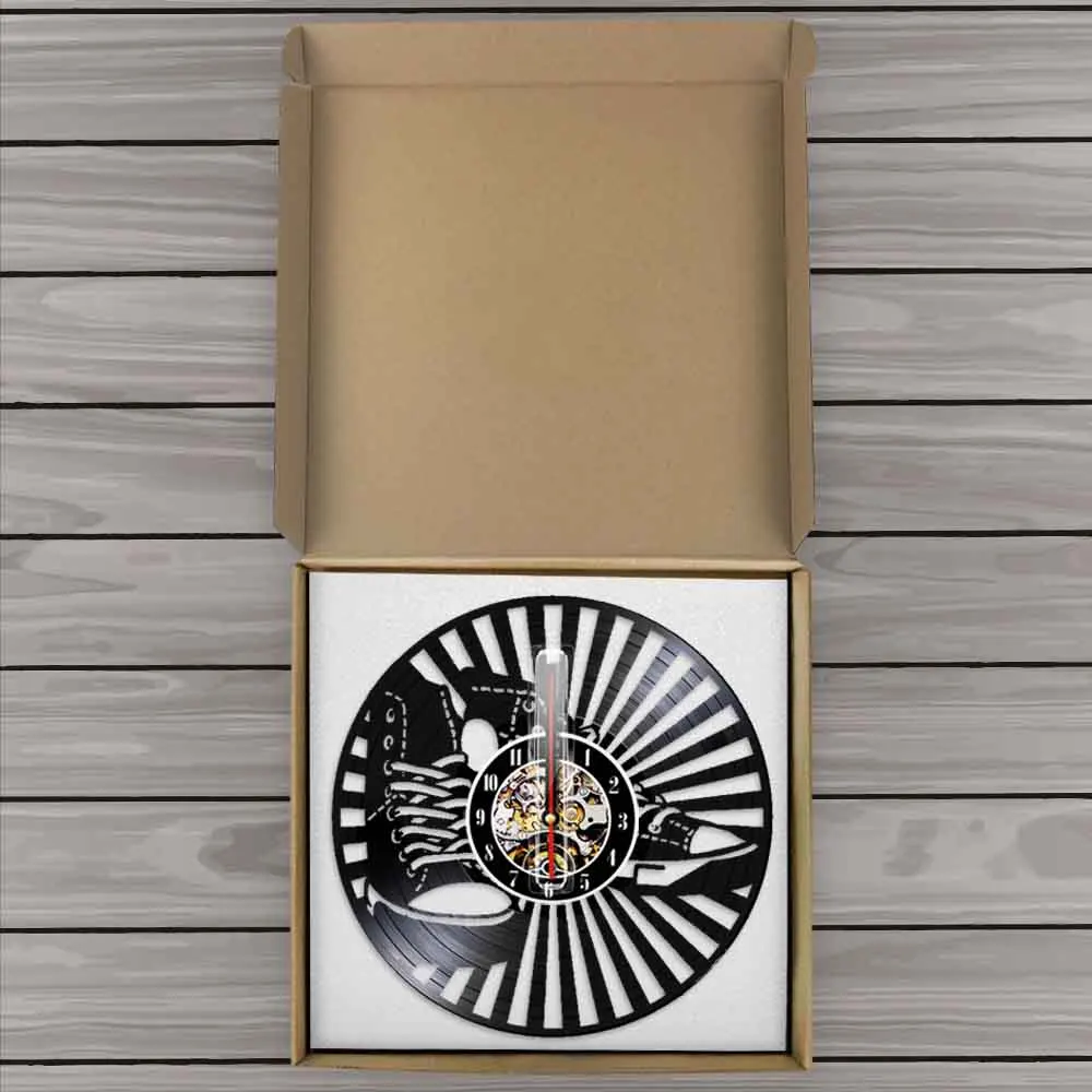 Кроссовки настенные модные кожаные холщовые для обуви виниловые записи часы