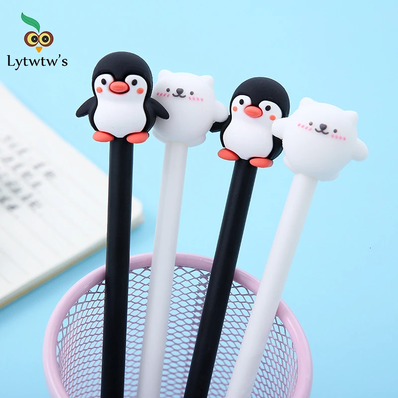 1 шт. Kawaii милый белый Пингвин из силикона гелевая ручка школьные офисные
