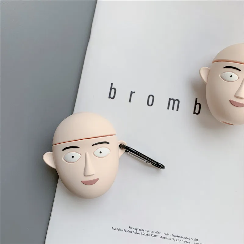 3D милый японский мультфильм один удар-человек Сайтама корпусы гарнитурные для Apple Airpods 1/2 силиконовый ударопрочный защитный чехол для наушников