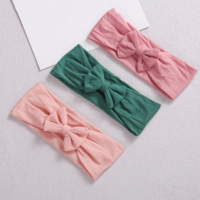 

Детский тюрбан, мягкая нейлоновая повязка на голову с бантом, весенне-осенние повязки для волос для новорожденных, эластичные детские повяз...