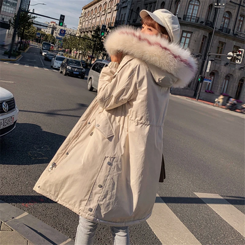 Модная зимняя парка для женщин длинное хлопковое пальто 2020 корейский большой