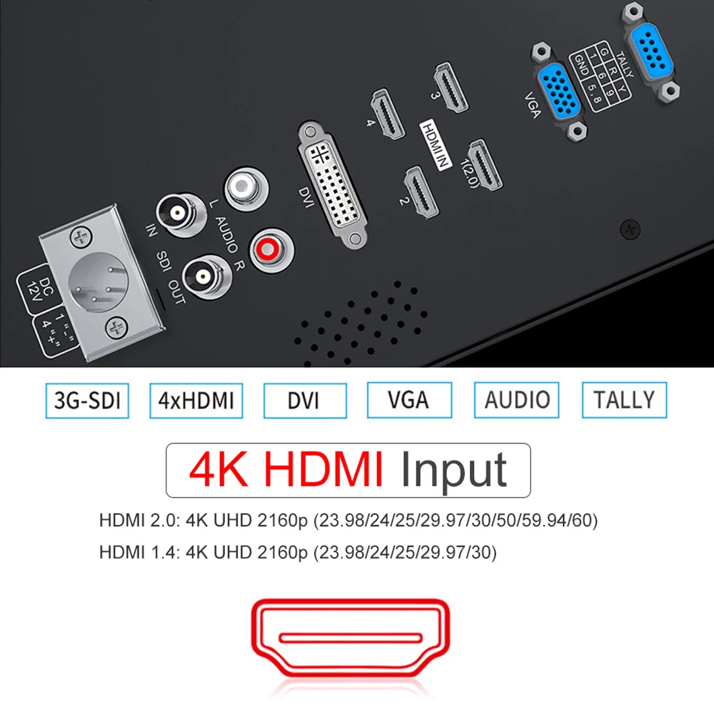 Фото Seetec 4K156-9HSD-384 15,6-дюймовый IPS UHD 3840x2160 4K вещательный монитор с 3G-SDI HDMIx4 Quad Split Display Director Monitor №5