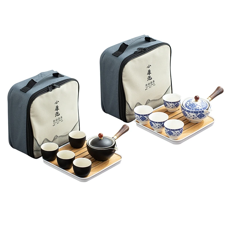 

Ceramic Set Portable Travel Tea Set With Rotation Tea Maker And Travel Bag Suitable For Travel Family Outdoor