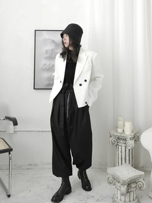 Yamamoto темный дизайн свободный вес длинные брюки повседневные широкие в пол