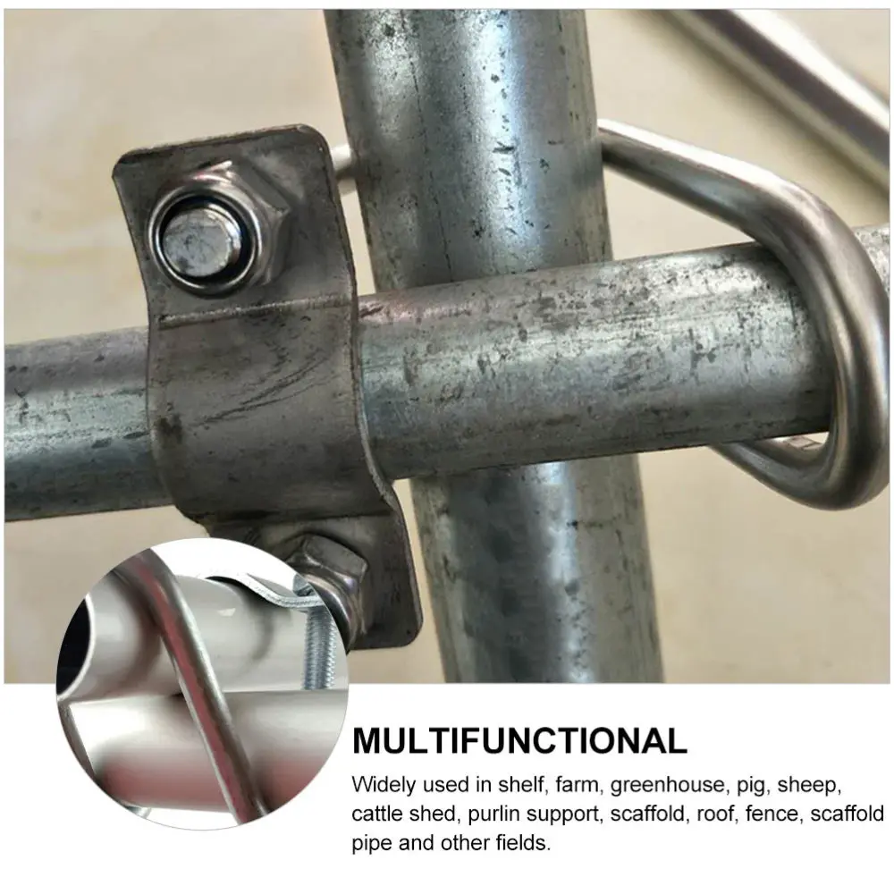 

10Pcs Cross Tube Buckles Galvanized Steel Pipe Clips Practical Pipe U-Type Clips