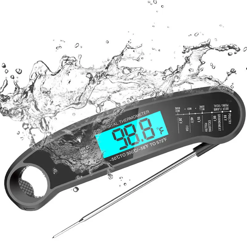 Цифровой термометр для мгновенного считывания, водостойкий градусник для приготовления пищи с гравитационным датчиком, для барбекю, для ле...