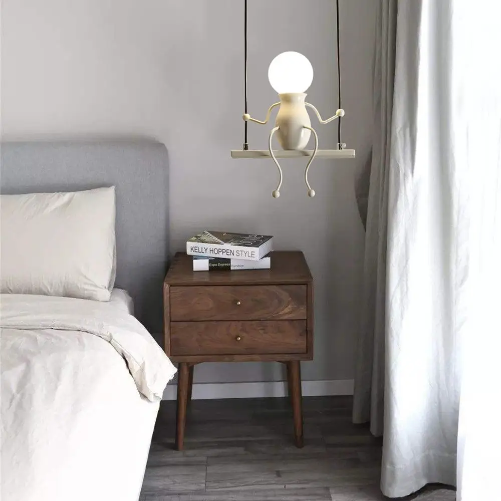 

Creative LED Pendant Lighting Modern Iron Little People Pendant Light Lamp Cartoon Metal Doll Adjust Hanging Lights Baking Paint