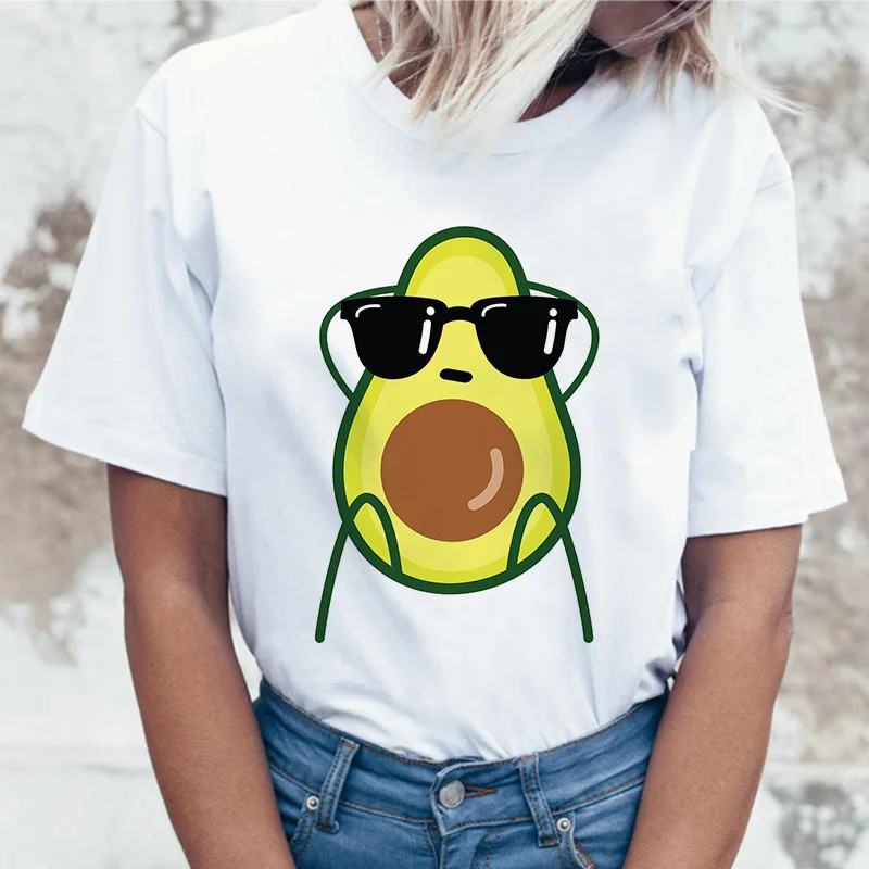 

avocado vegan women t shirt ulzzang kawaii cartoon tshirt harajuku 90s Graphic female short sleeve t-shirt summer clothes