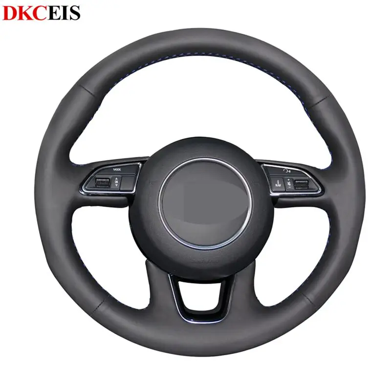 DIY ручной работы черный мягкий чехол из искусственной кожи на руль для Audi Q5 (8R) Q3 (8U)