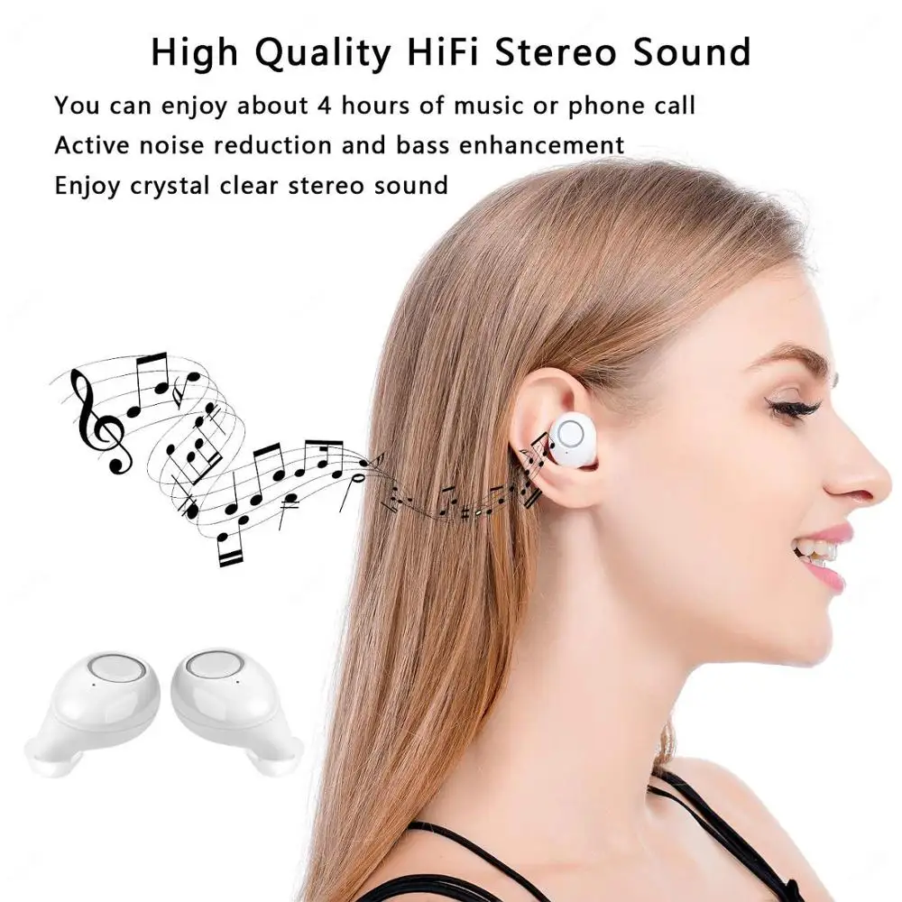 TWS Bluetooth 5 0 наушники микрофон Мини спортивная Гарнитура 3D стерео беспроводные IOS