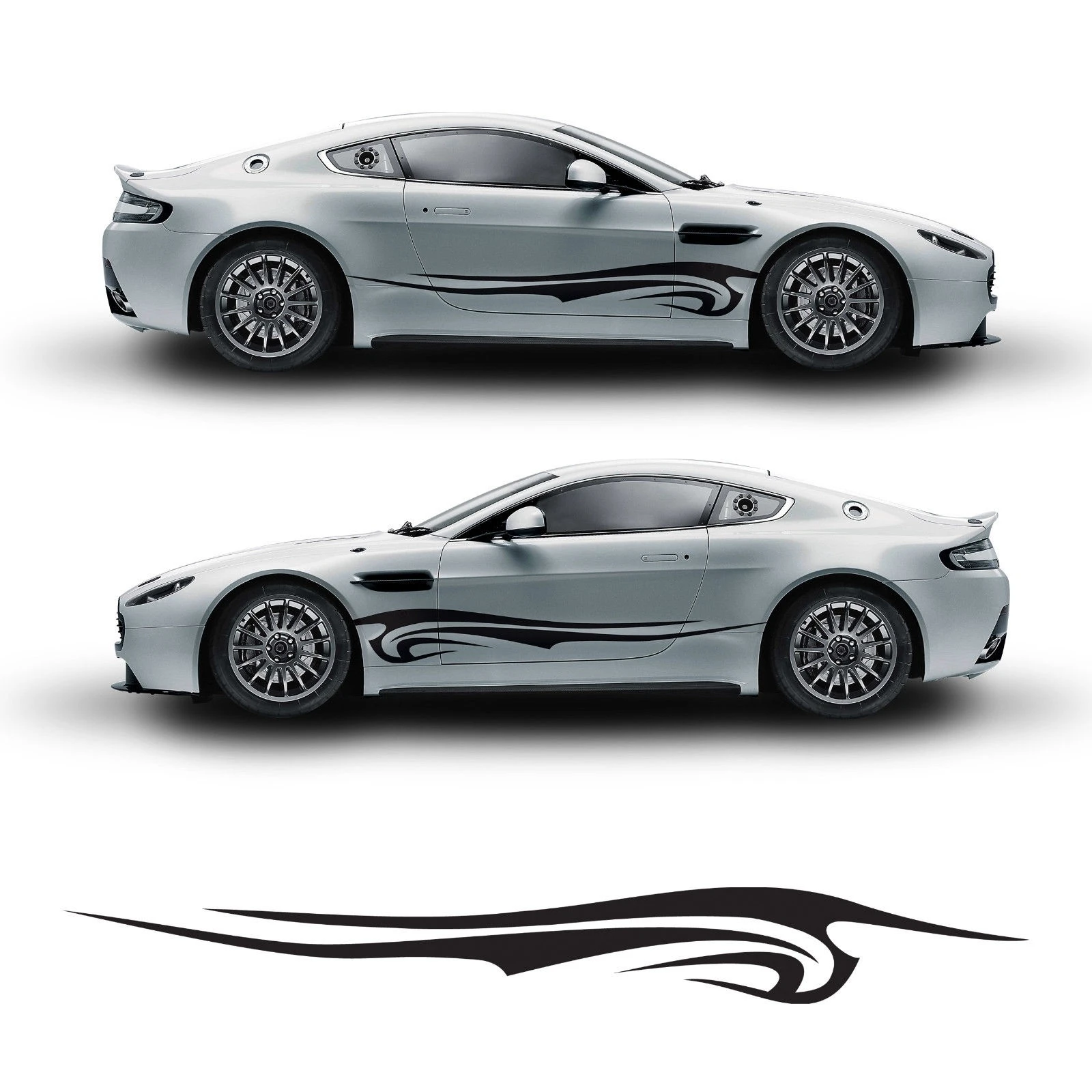 

For 2Pcs Curly lines car side graphics All Makes/Model Acura Nissan Honda Pontiac 3DG1016