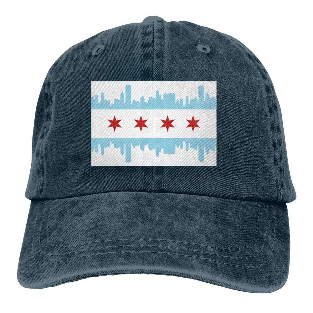 312 Chicago Flag городской силуэт Casquette черные унисекс Мужские Женские джинсовые
