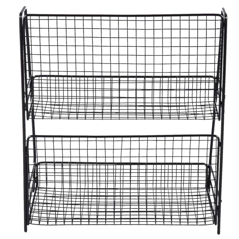 

Home Double Layers Rack Metal Black & Stainless Steel Kitchen Bathroom Shower Shelf Storage Suction Basket Caddy Rack