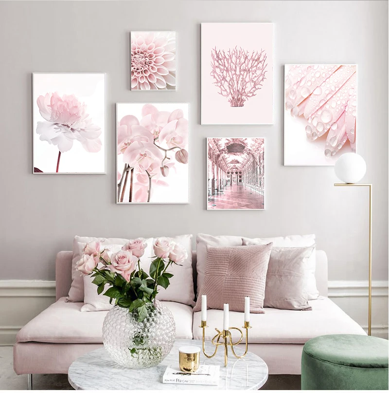 

Pink Flower Phalaenopsis Peony Dahlia Quotes Wall Art Canvas Painting Nordic Posters And Prints Wall Pictures For Living Room