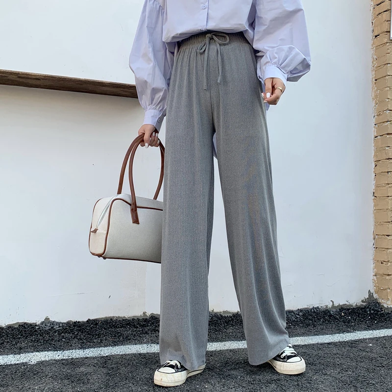 

High Waist Soft Comfort Women Pants 2021 New Casual Summer Slacks Pants Women Ice Silk Full Length Long Trousers Female Slacks