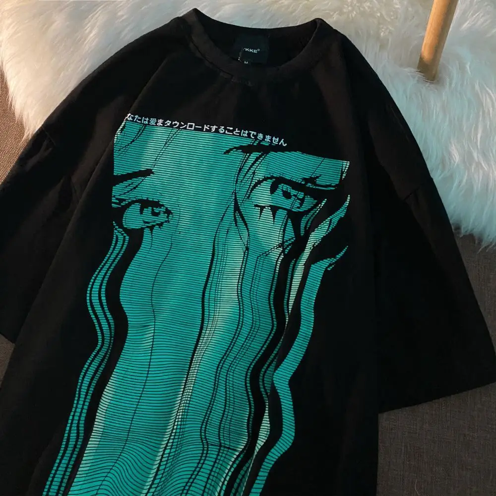 

Tshirt Printing Ulzzang Aesthetic T-shirt Harajuku Summer White Drawing Short Sleeve O-neck Top clothes Oversized Women punk Y2k